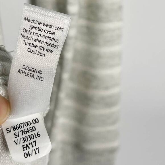 Athleta S Heather Gray Criss Cross Striped Long Sleeve Sweatshirt Dress Modal - Picture 9 of 11